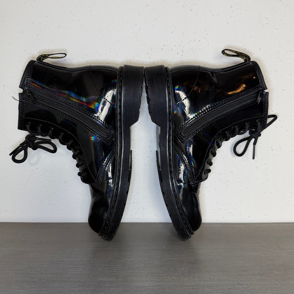 Dr. Martens 1460 J Patent Iridiscent Black Boots Junior Size 4 US Men 5 US Women - Picture 5 of 8